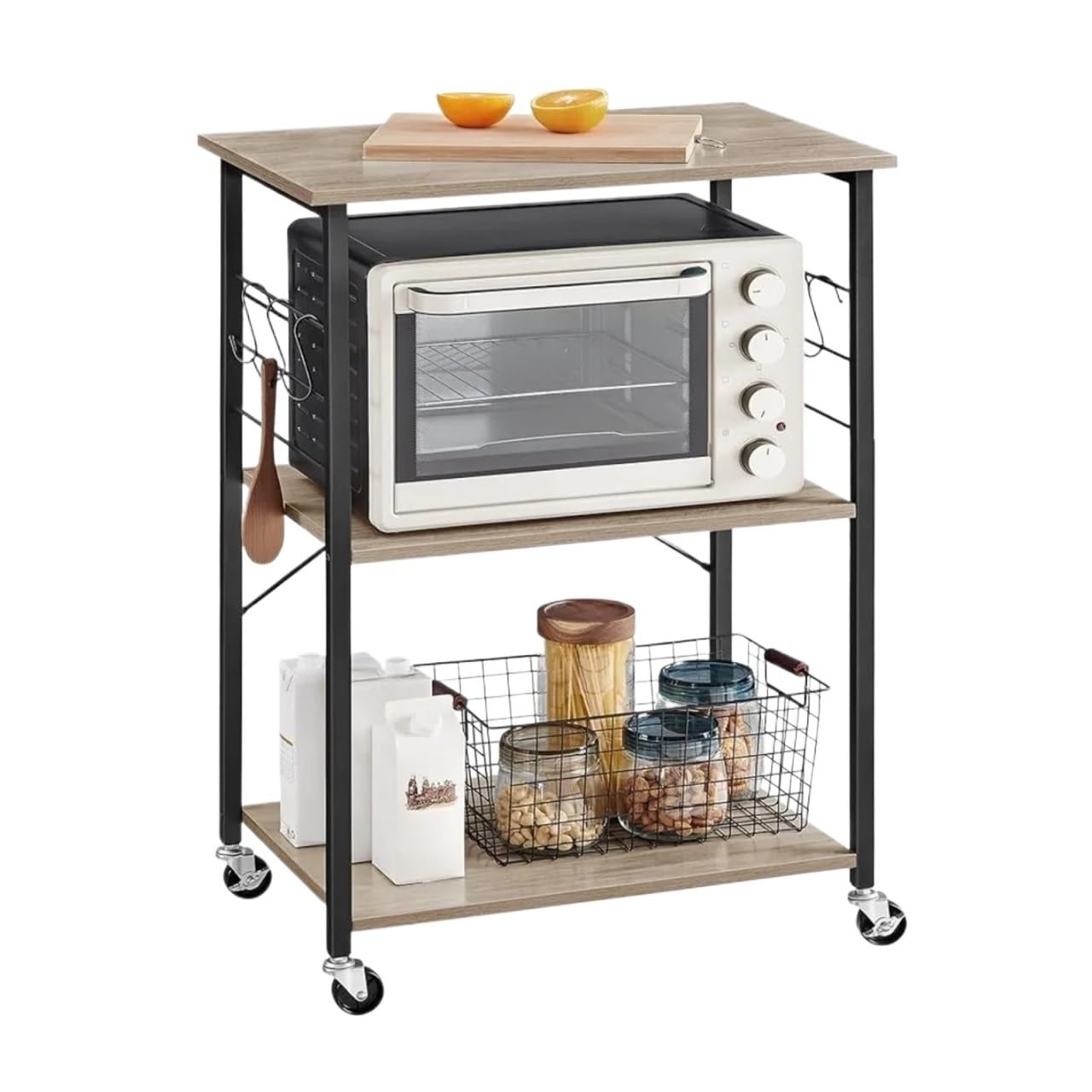 Pranzo Carrello da cucina con 3 ripiani, for mini forno, tostapane