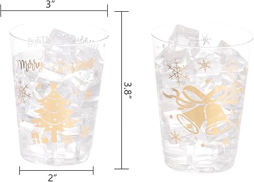 Miniatura 7 de DaYammi 60 vasos de plástico dorados de Navidad, vasos de plástico transparente de 10 onzas, vasos de plástico desechables de alta calidad,