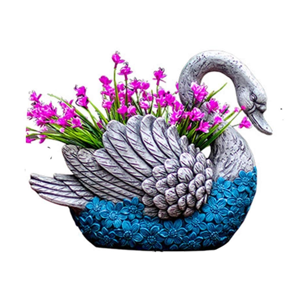 Planter Flowerpot Planter Pots Unique Plant Pots 14.6" Tall Couple Swan Decor Planter Garden Decor Outdoor Large Planters,42x22x37cm