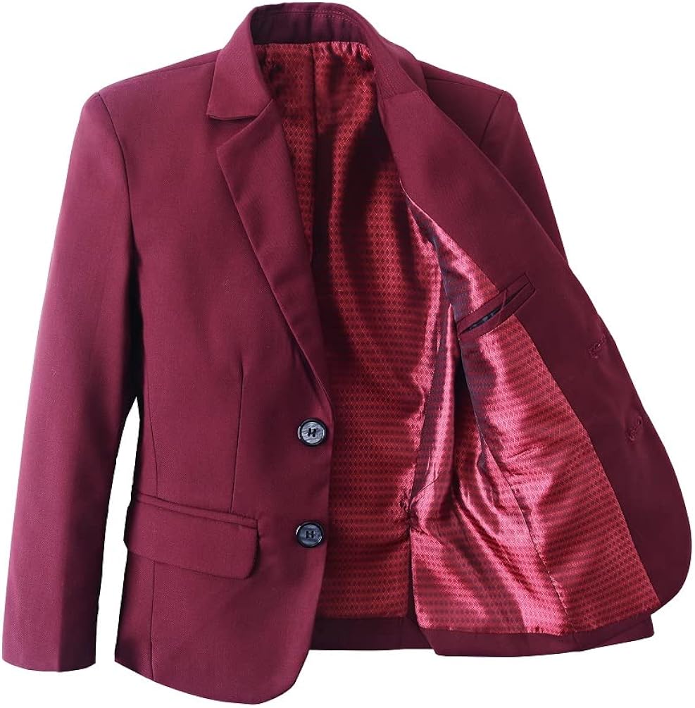Yanlu Boys Suits Set 5 Piece Size 2T-14 Burgundy Slim Fit Boy Suit