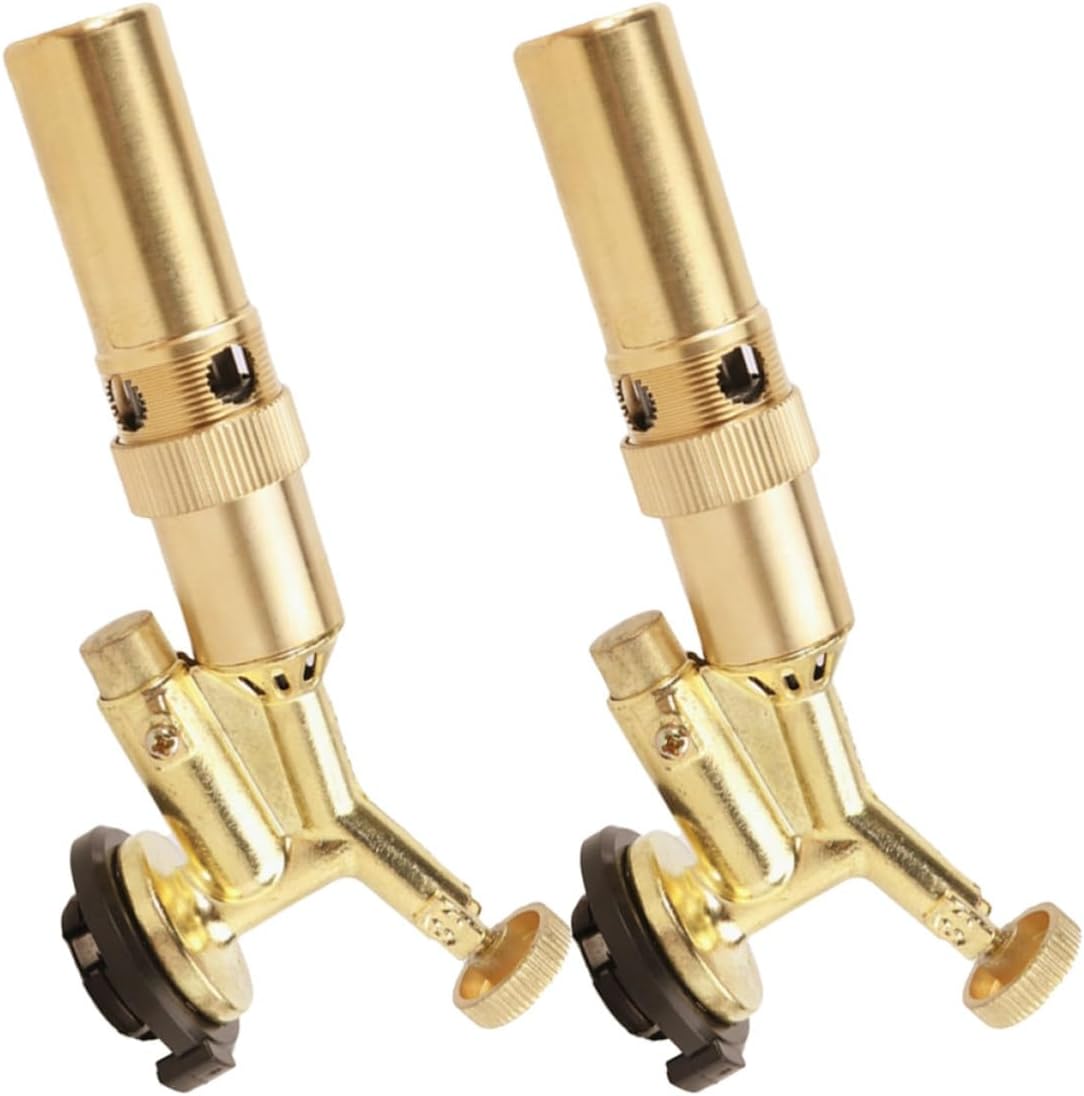 Levemolo Portable Gas Torch Heads Torch Burner with Manual Ignition 2pcs Adjustable Flame Copper Alloy Compact Design and Resistant Materials for Fire Starting and Brazing for Outdoor