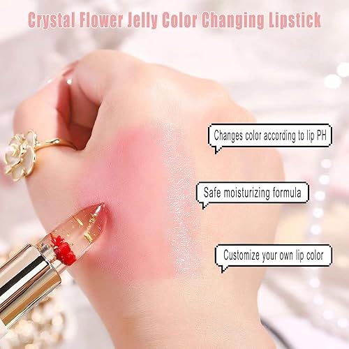 Miniatura 5 de SWETIYOU Crystal Flower PH Lip Balm Color Changing Magic Lipstick Jelly Flower Bálsamo labial de lujo Lápiz labial de estado de ánimo Cambio de