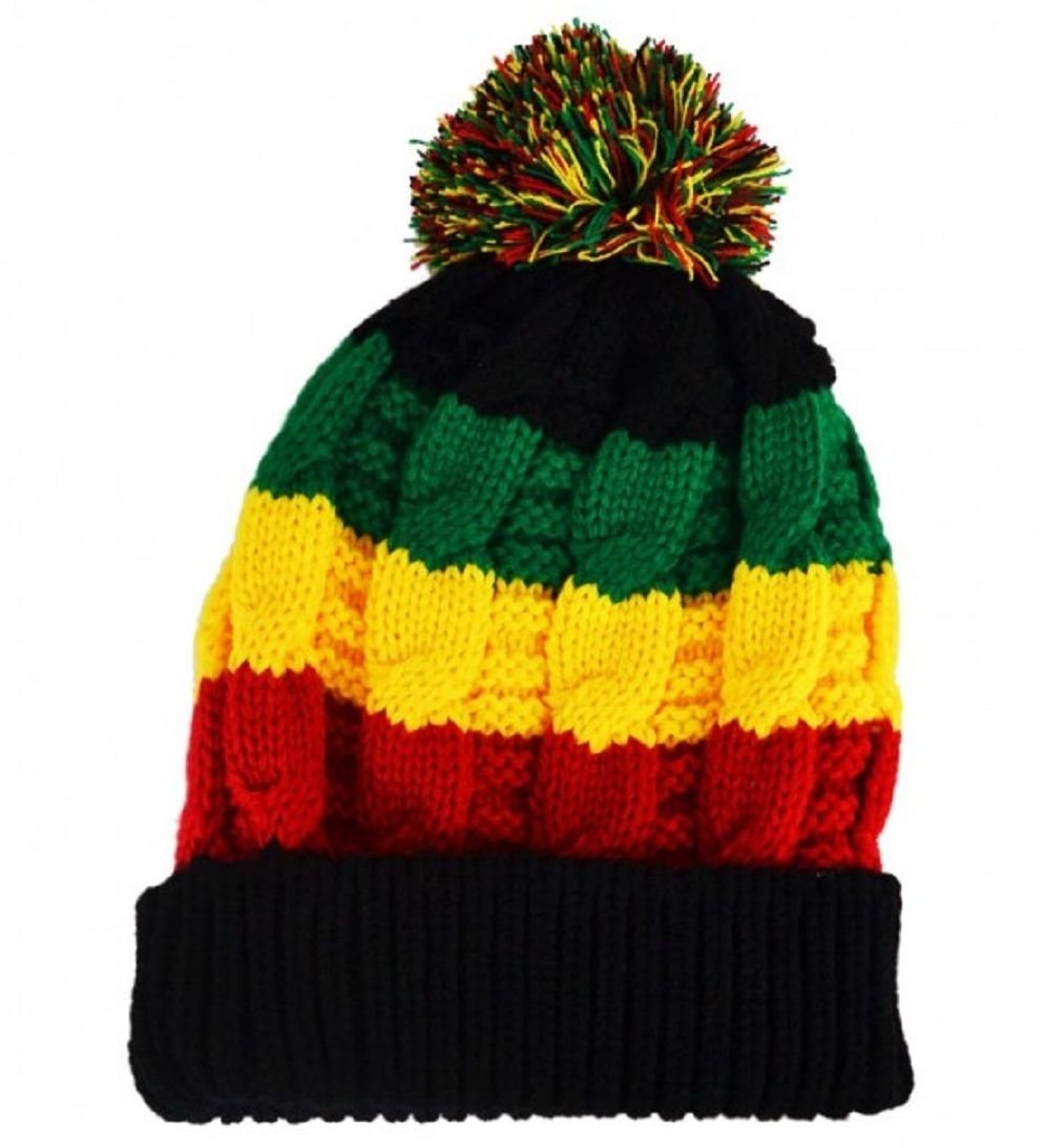 Buy Beanie Bobble Hat Rasta Colours one 