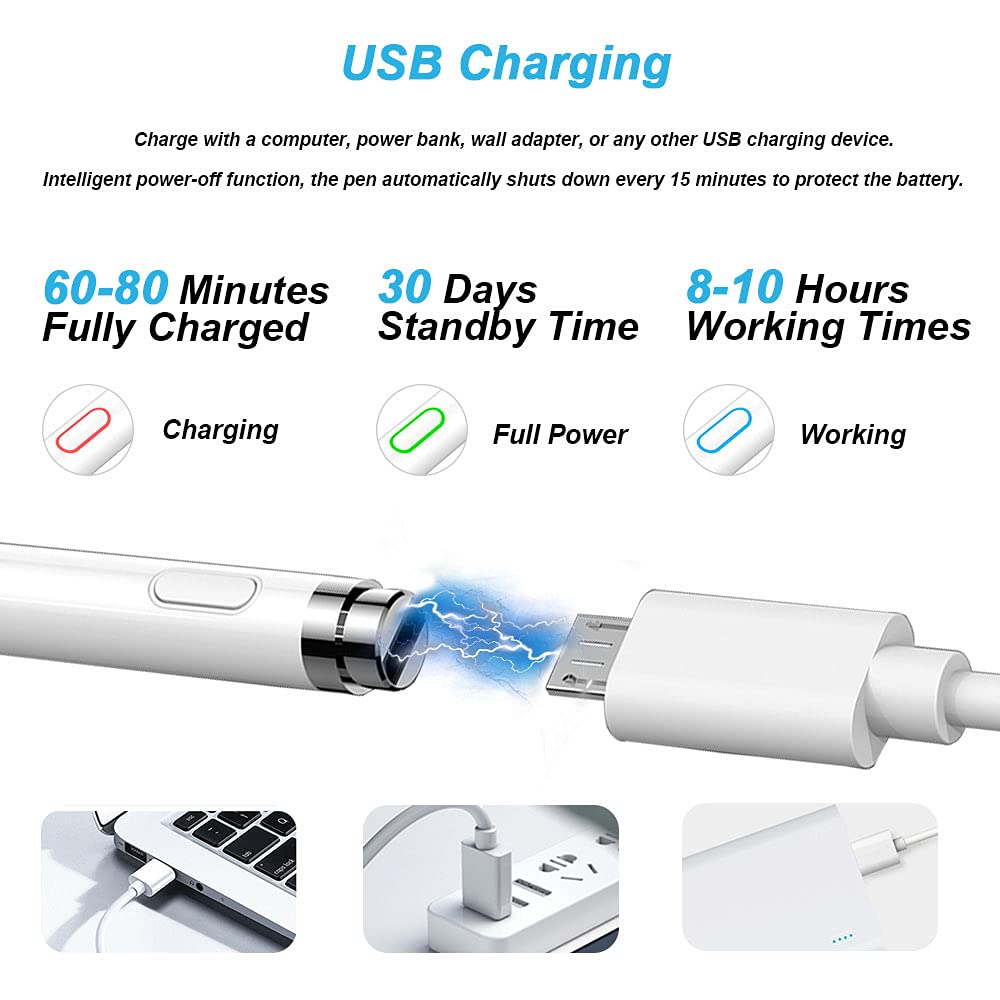 Mikikit 15 Penne Stilo Capacitive Universali: Punta Antiaderente Per Tablet, Smartphone E Laptop Touch, Design Scrittura
