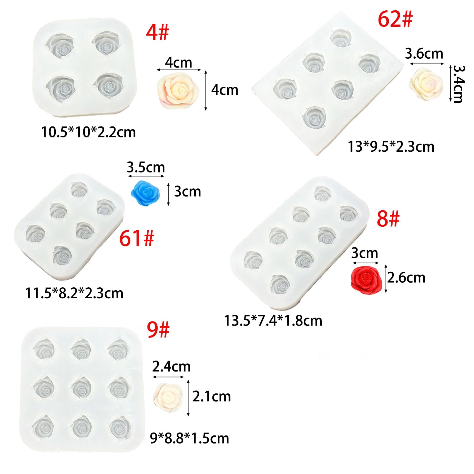 Stampo in silicone per rose per uso alimentare per sapone cioccolato, creazione candele, artigianato, strumento decorazione riutilizzabile, stampo per fiori in silicone, per la produzione