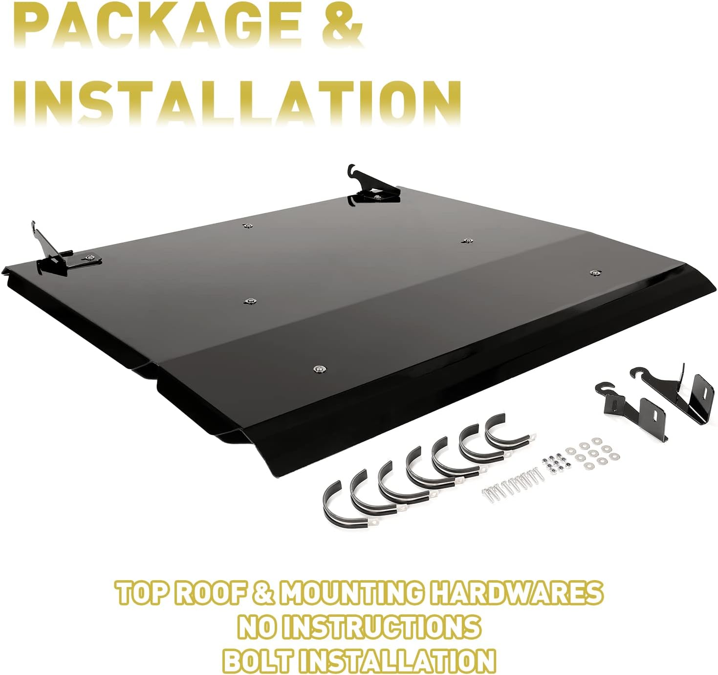 KUAFU Aluminum Black Roof Compatible with 2008-2016 Polaris RZR 570/800/800 S/XP 900 2 Door Model Hard Top Roof