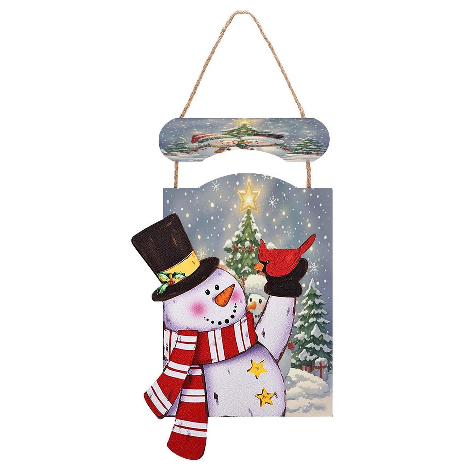 Panneau mural de Noël en bois avec bonhomme de neige rustique