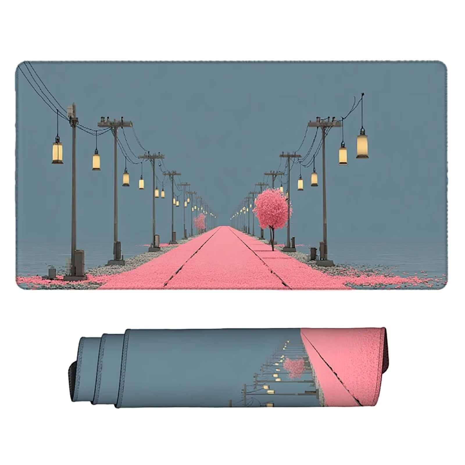 Tappetino Mouse XXL 1000x500mm Rosa Mousepad Autostrada Tappetino Scrivania Grande, con base in Gomma Antiscivolo, Impermeabile Sottomano Scrivania per Computer, Ufficio, Accessori Gaming 5-3682f