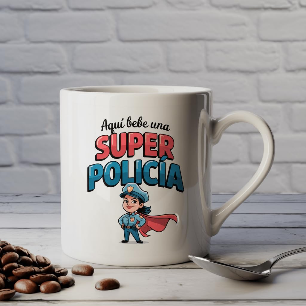 Taza SUPER POLICÍA – Regalo Original para POLICÍA | Taza de Cerámica 325ml con Diseño Superhéroe | Apta Microondas y Lavavajillas — view 4