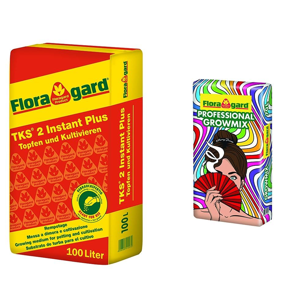 Floragard TKS 2 1 x 100 L - Universalerde für Gemüsepflanzen & Professional Growmix 70 Liter – Topfsubstrat mit Perlite – mit Trichoderma für die natürliche Stärkung der Pflanze