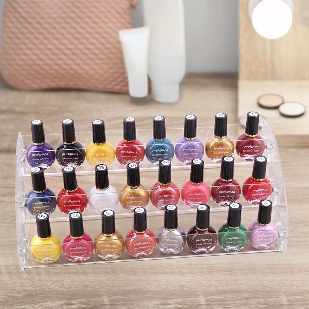 Nail Polish Stand Cosmetic Organiser 3 Tier Nail Polish Display Shelf Acrylic Nail Polish Storage Large Nail Polish Holder Make Up Organiser Clear Storage Box Lipstick Cosmetic Holder - Image 3