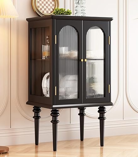 TJYYGHUJ Vitrine, Sideboard im Vintage-Stil aus Massivholz mit Glasdekoration und Weinaufbewahrung 3 TJYYGHUJ Vitrine, Sideboard im Vintage-Stil aus Massivholz mit Glasdekoration und Weinaufbewahrung