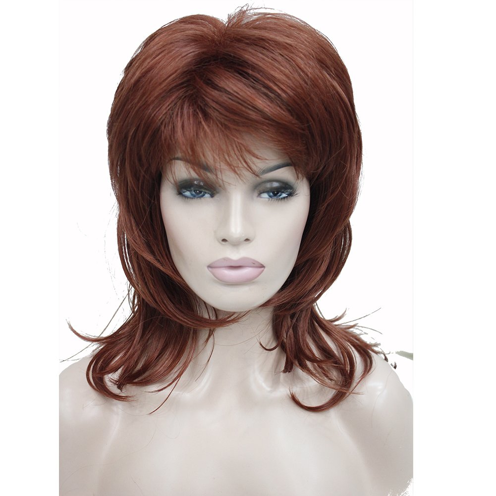 LydellLong Soft Shaggy Layered Classic Cap Full Synthetic Wigs (130 Copper Red)