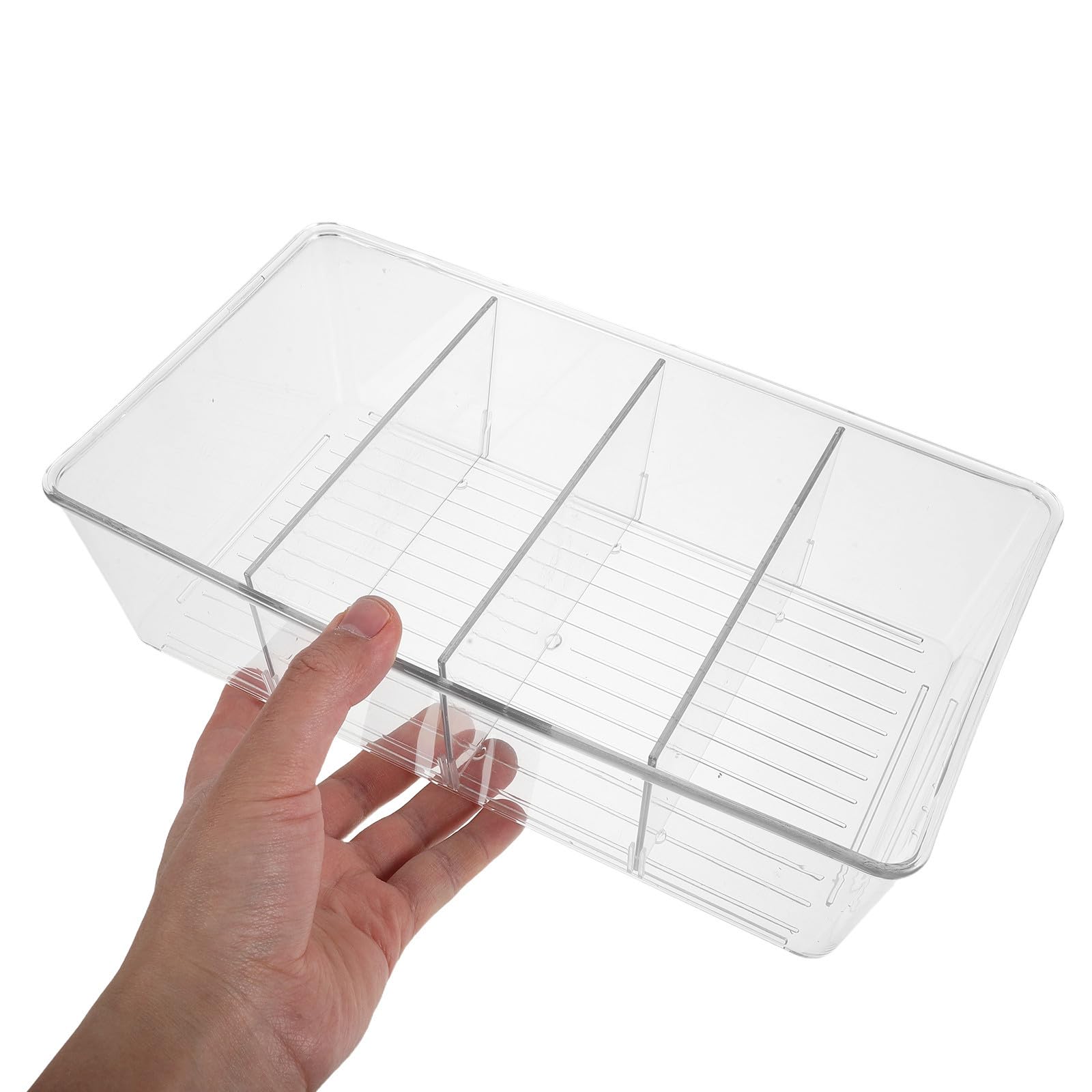 POPETPOP 2piezas Caja Organizadora Transparente Apilable con Compartimentos Ajustables y Divisores Desmontables para Escritorio Organizador Plástico Multifuncional para Oficina Baño