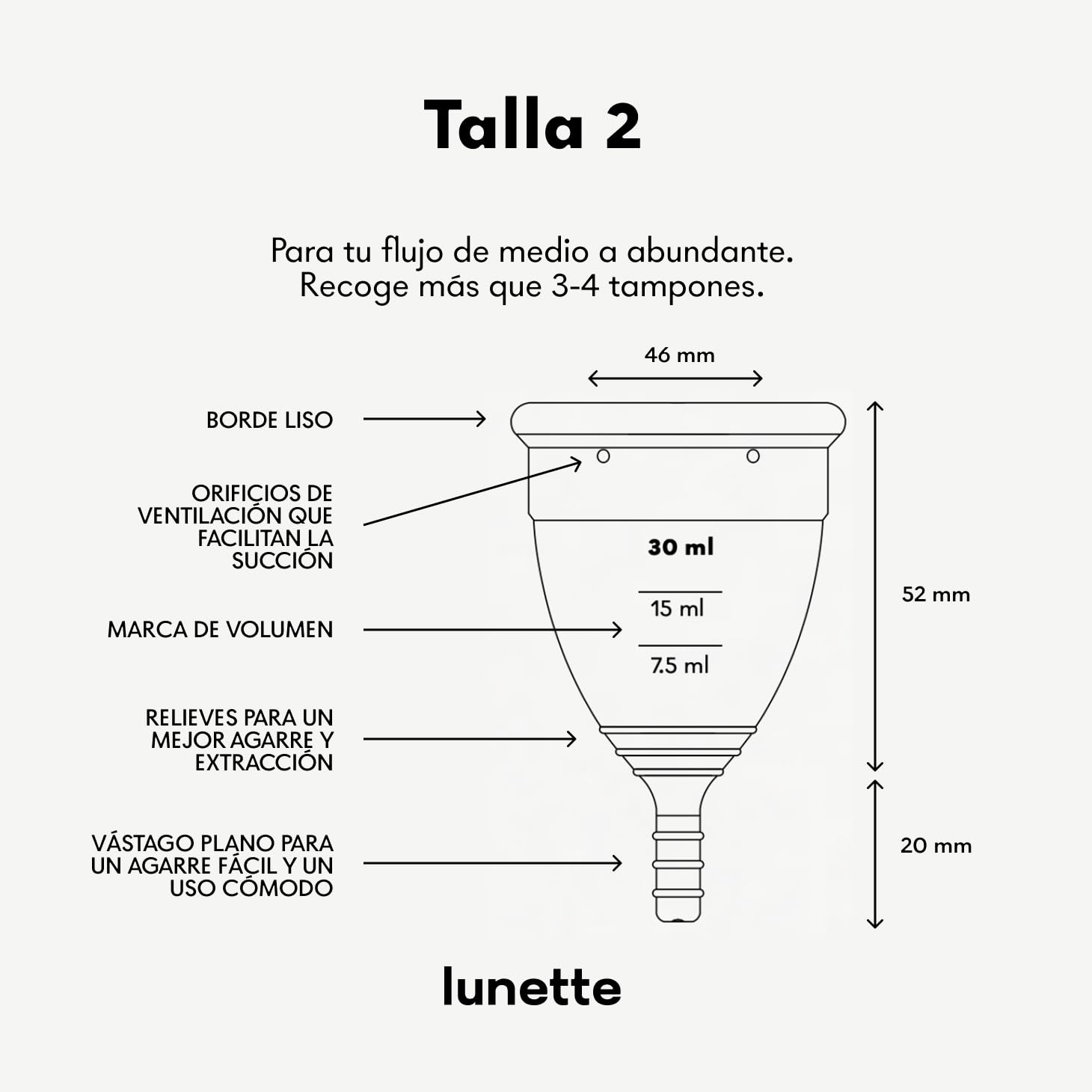 Lunette Copa Menstrual Reutilizable Protección 12 Horas de Comodidad Silicona Médica Suave – Alternativa a Tampones, Duración 10 Años, Talla 2 Blue — view 2