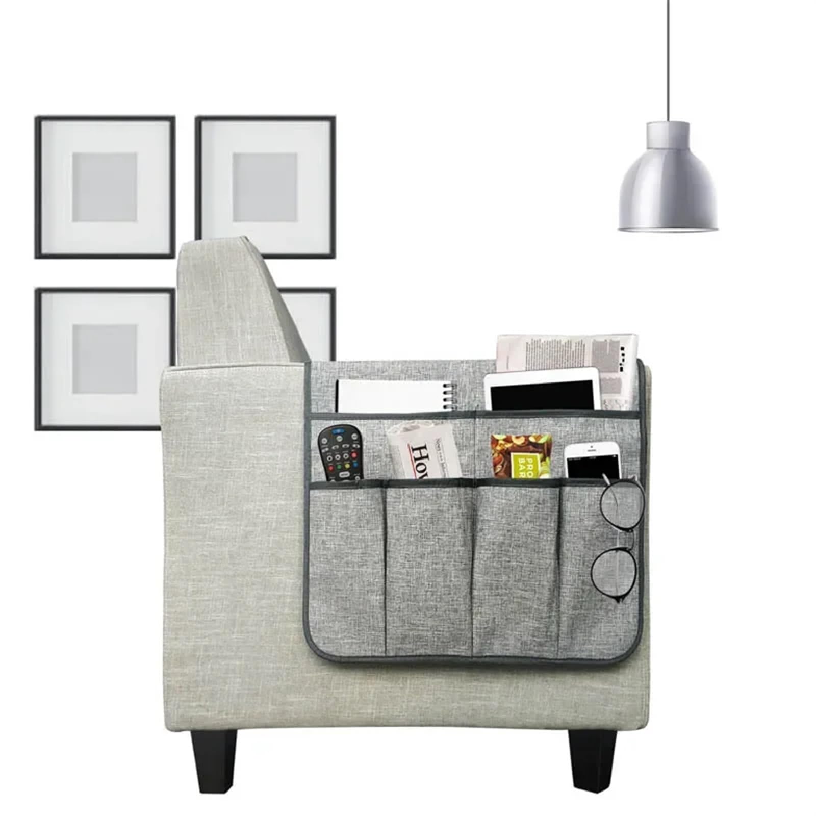 Divano, Poltrona, bracciolo, 6 Tasche, Telecomando, Telefono, Scatola portaoggetti, riviste, Articoli Vari, Borsa Organizer(New Coffee PU)