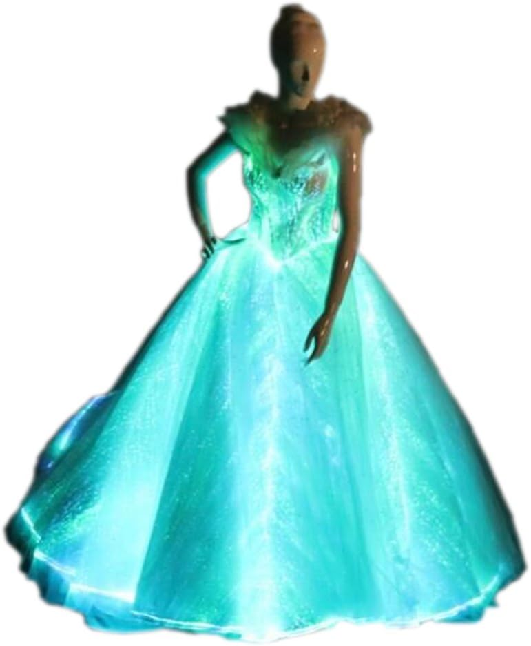 Light Up Evening Dress Glow-in-The-Dark Wedding Dress Luminous Fiber Optic Bridal Gown