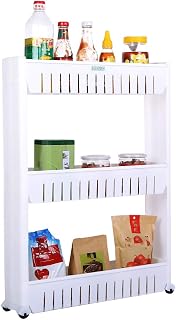 FLIPZON 3 Tier Plastic Slim Multipurpose Space Saving Storage Organizer Rack Shelf with Wheels, Make in India (Multicolou... Price In India