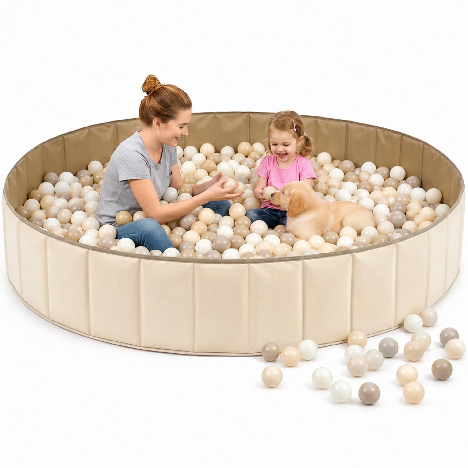 Photo 1 of Burbell 72"x 12" Extra Large Kids Baby Ball Pool, Jumbo Toddlers Foldable Ball Play Area for 2-4 Kids& Parents, Sensory Play Pit Indoor Outdoor Family Activity Playpen, Balls Not Include(Beige)