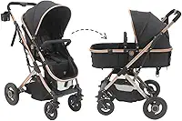 Carrinho Passeio Bebê Moisés Reversível Elysian Maxi Baby (Preto)