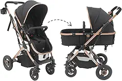 Carrinho Passeio Bebê Moisés Reversível Elysian Maxi Baby (Preto)