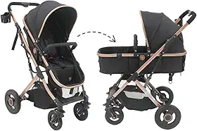 Carrinho Passeio Bebê Moisés Reversível Elysian Maxi Baby (Preto)