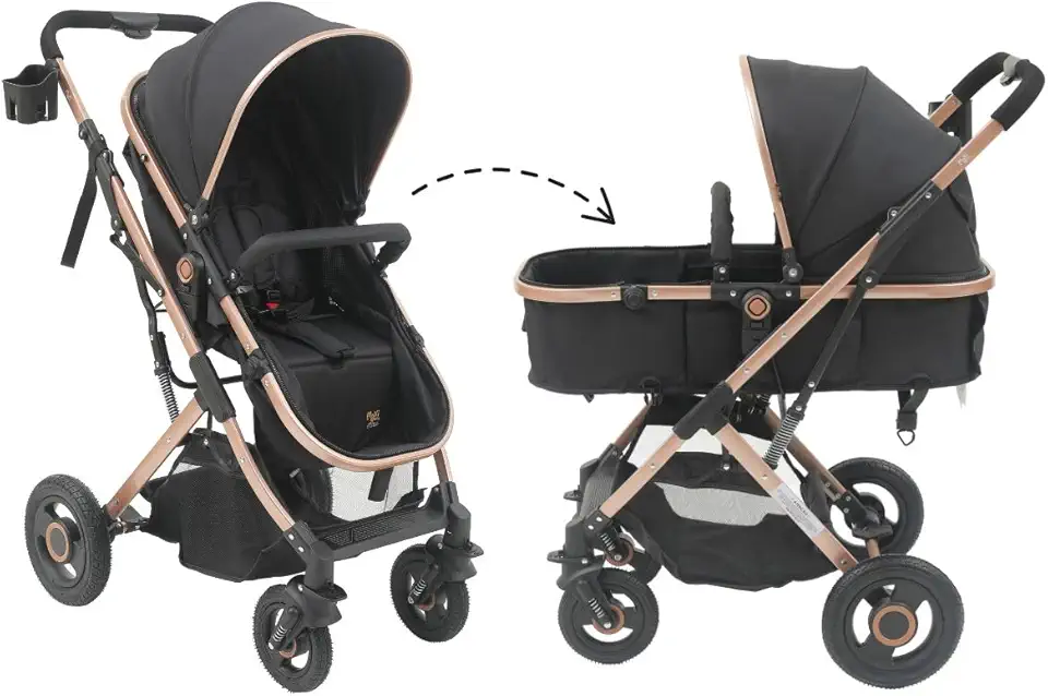 Carrinho Passeio Bebê Moisés Reversível Elysian Maxi Baby (Preto)