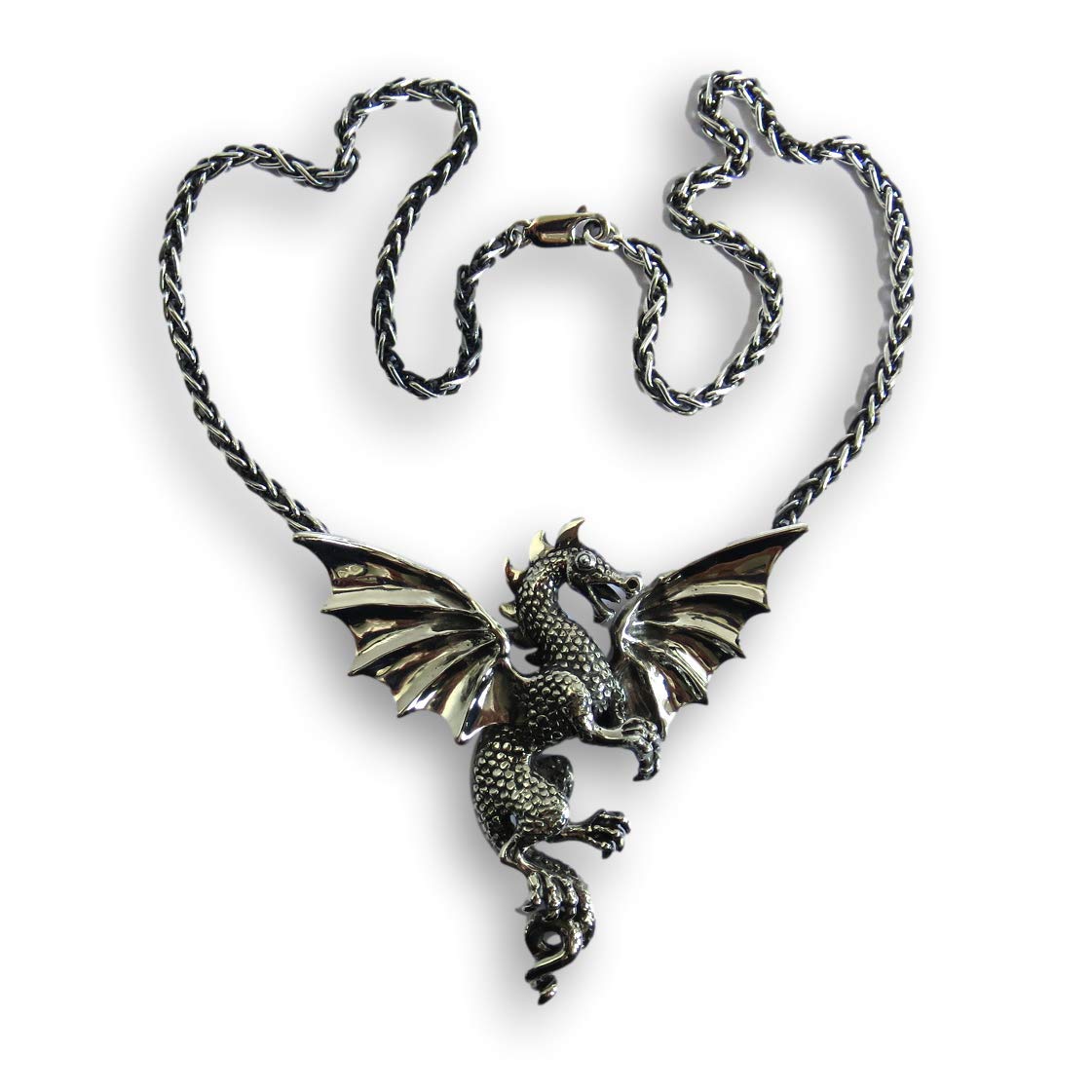 Dragon necklace, solid sterling silver, hallmarked