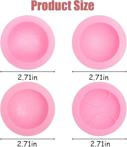 Miniatura 3 de Molde de silicona para fútbol, 4 unidades, para béisbol, baloncesto, tenis, chocolate, fondant, para decoración de pasteles, azúcar de caramelo,