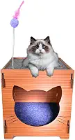 Nicho Casinha Para Gato Mdf Com Carpete Arranhador - Playgroud (Cerejeira)