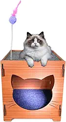 Nicho Casinha Para Gato Mdf Com Carpete Arranhador - Playgroud (Cerejeira)