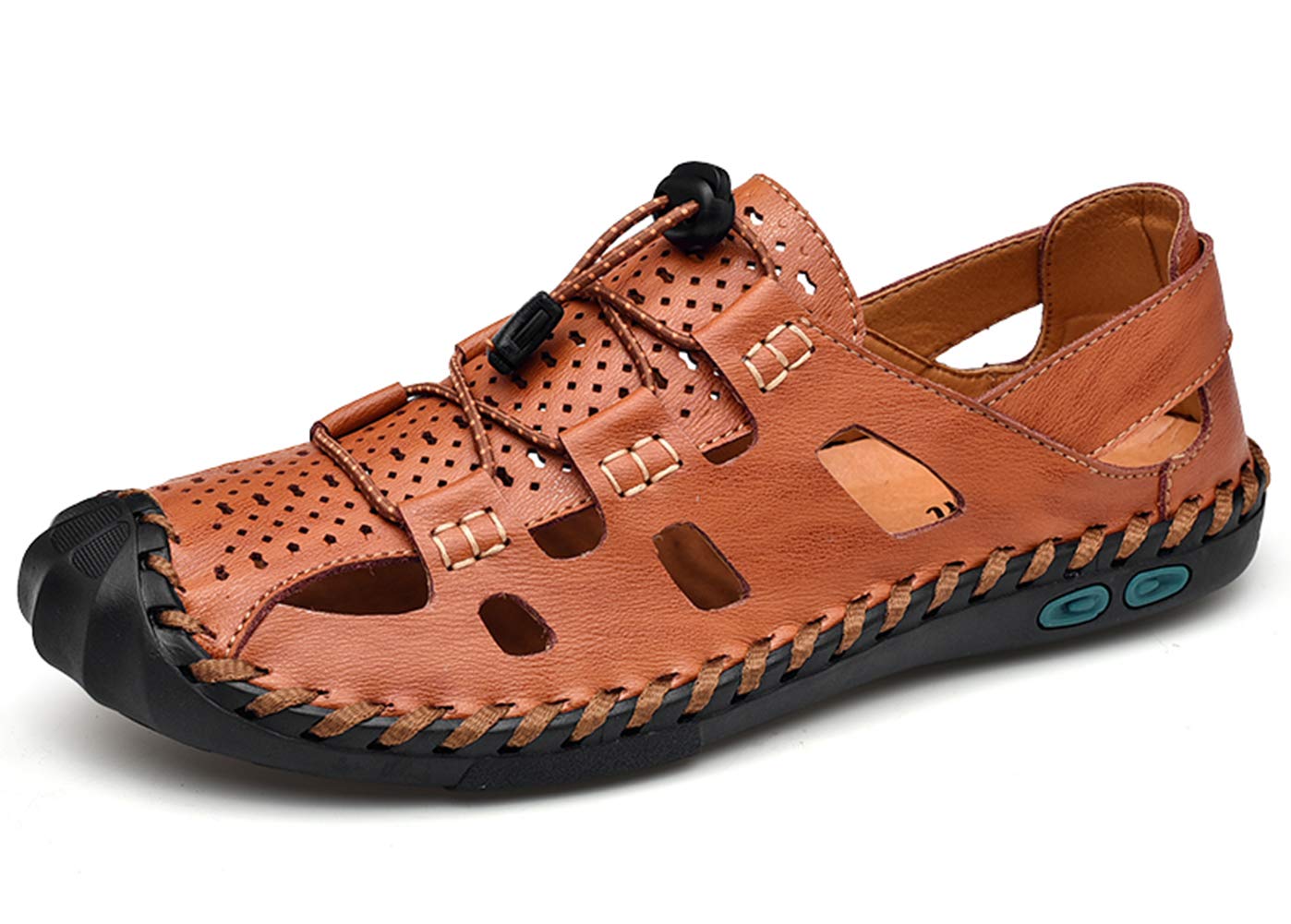 Santimon Sandalias Senderismo Hombre Impermeables Suave Cuero Antideslizantes Trekking Verano Al Aire Libre Moda Sandalias Deportivas con Cordón