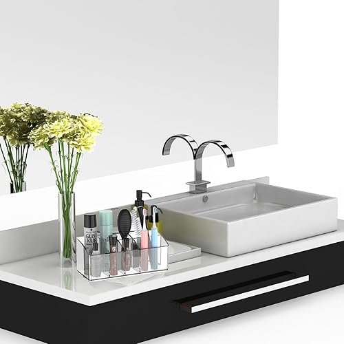 Miniatura 6 de Organizadores de maquillaje y almacenamiento  Pequeño almacenamiento de maquillaje transparente con 7 ranuras para tocador, baño, cajón, vitrinas de