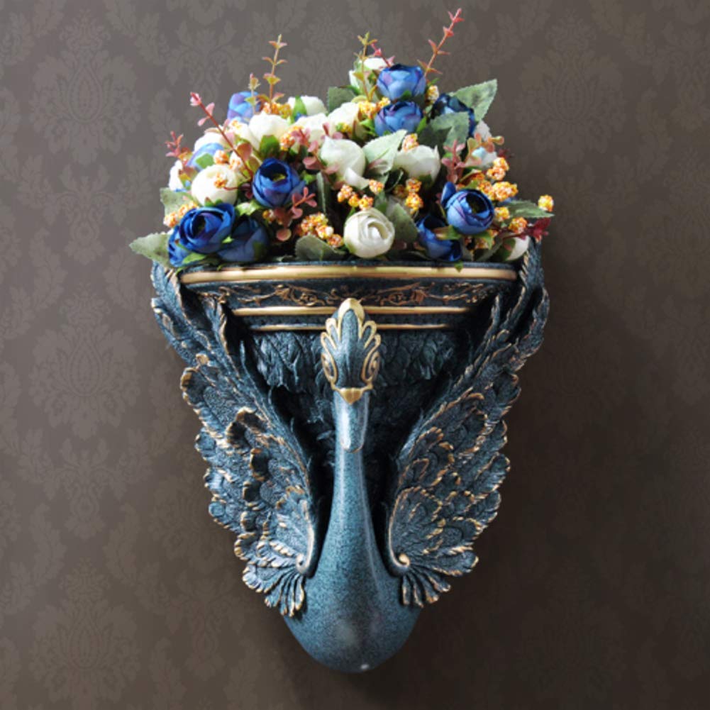 Pot de fleurs élégant cygne en sculpture murale et support design