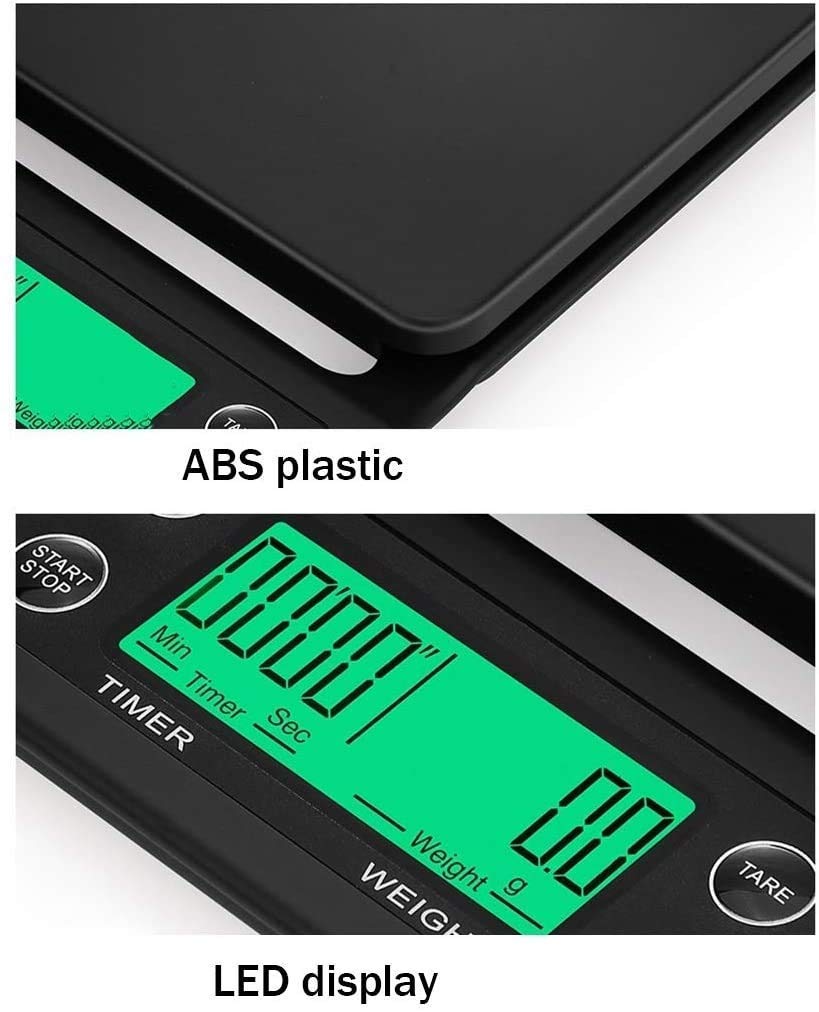 Bilance elettroniche Bilance da cucina digitali Bilance da cucina Mini bilance per alimenti Bilance da cucina elettriche Bilance da cucina con display LCD retroilluminato,Nero-5kg/0.1g
