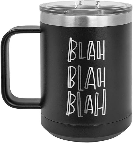 Miniatura 8 de BLAH BLAH BLAH Navy 15 oz Taza de café wtapa deslizante  Taza de café de viaje aislada  Ideas de regalos de cumpleaños o Navidad de mujeres u