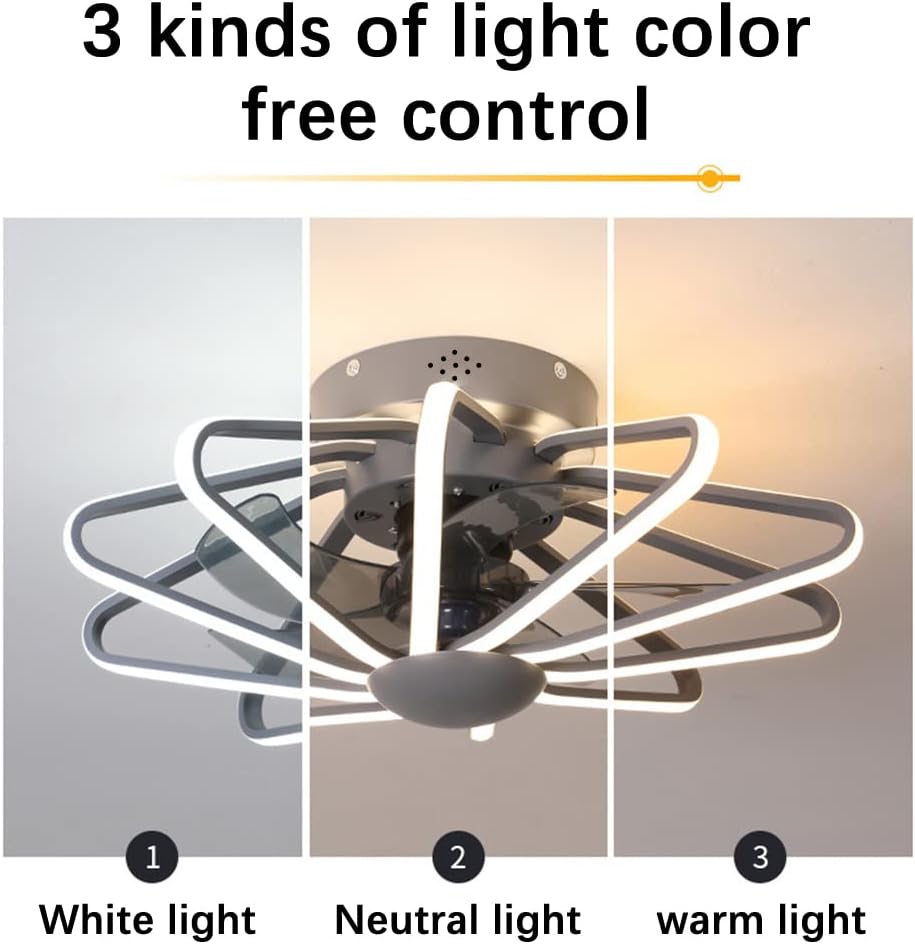 Buу 2 gеt 3 Ceiling Fan with Light and Remote Control Modern LED 3 Light Color/Fan Speed, Time Setting, Low Profile Flush Mount Cage Shape Fandelier, 50cm/19.7Inch