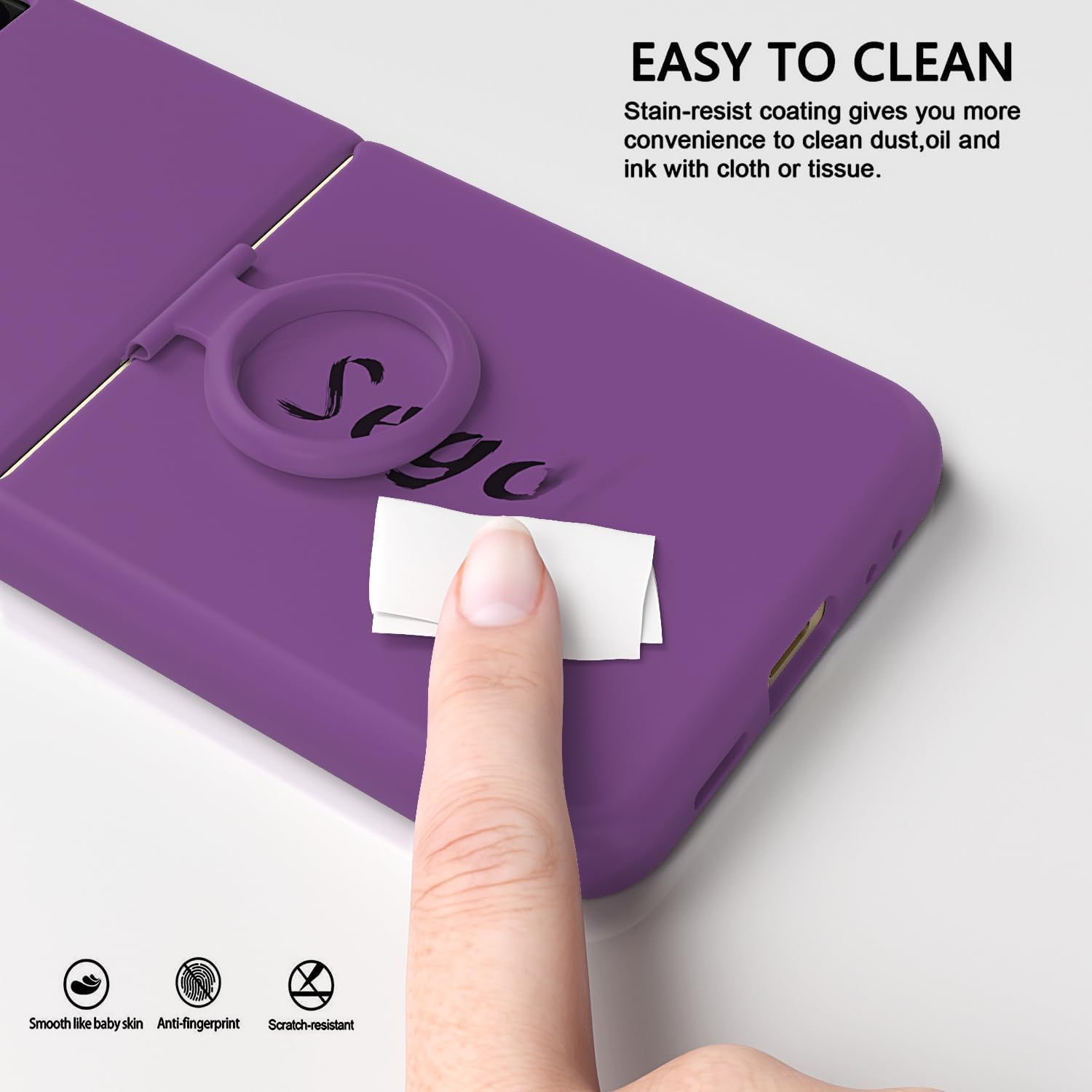 Designed for Galaxy Z Flip 3 Case, Liquid Silicone Gel Rubber Shockproof Case Soft Microfiber Cloth Lining Cushion Compatible with Galaxy Z Flip 3 5G (Amethyst)