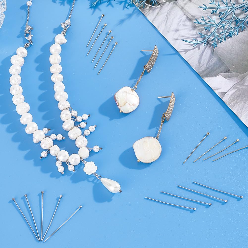 PH PandaHall 200pcs 24k Gold Plated Jewelry Head Pins 30mm 35mm 304 Stainless Steel Ball Head Pins 21 Gauge Bendable Eye Pins for Earring Pendant Bracelet Necklace DIY Crafts Jewelry Making