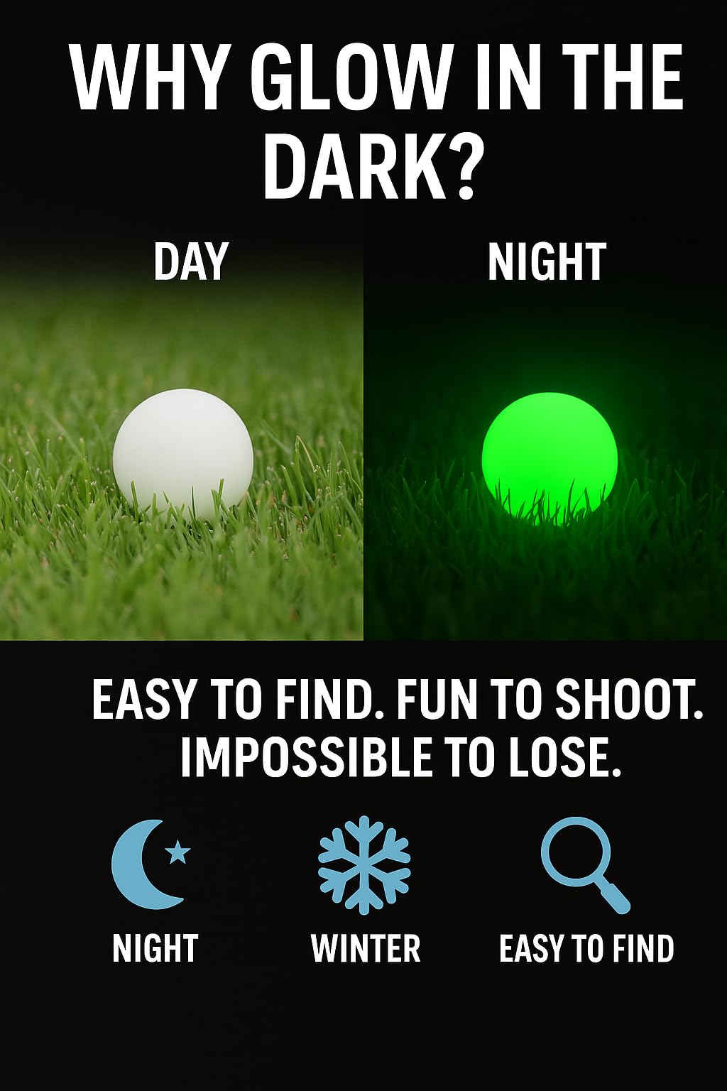 Glowing Rubber Balls in 68 Cal. 100 pcs Premium Quality Paintballs Resuable for Training & Home Defense Pistols in .68 Caliber