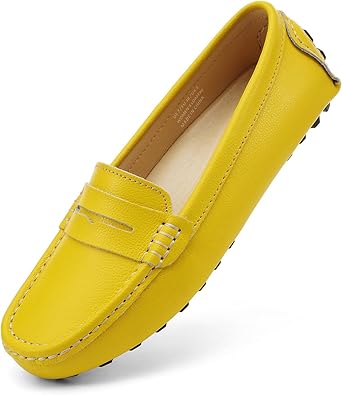 Artisure Womens Classic Comfort Leather Penny Loafers Casual Slip-Ons Lightweight Walking Flats Driving Mocs Boat Shoes