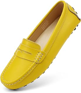 Women's Classic Comfort Leather Penny Loafers Casual Slip-Ons Lightweight Walking Flats Driving Mocs Boat Shoes