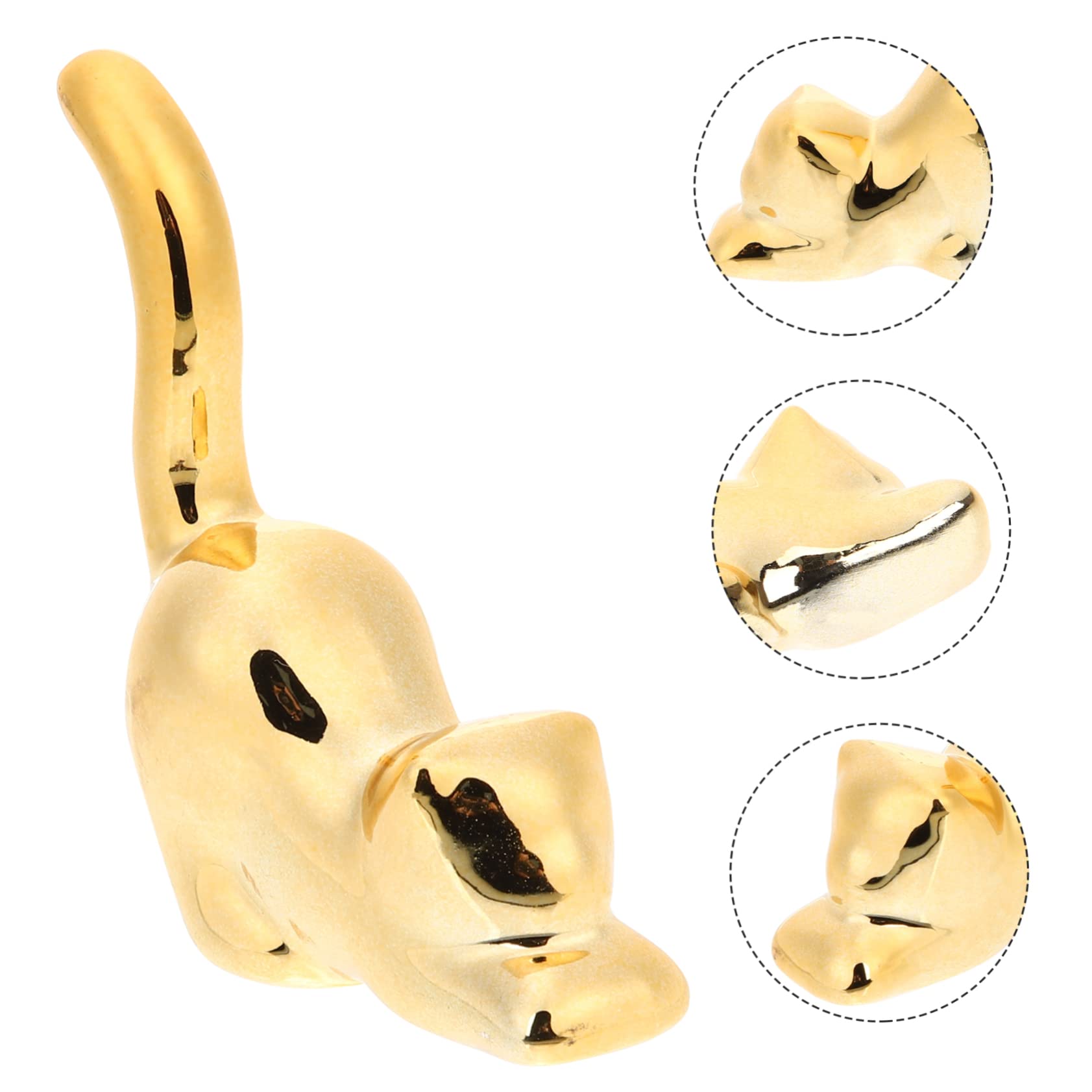 OUNONA 5 Stück Ringhalter Katze Goldfarbig Schmuck Organizer für Ringe Eleganter Ringständer mit Stabilem Fuß für Schmuckaufbewahrung Kawaii Deko für Damen und Mädchen
