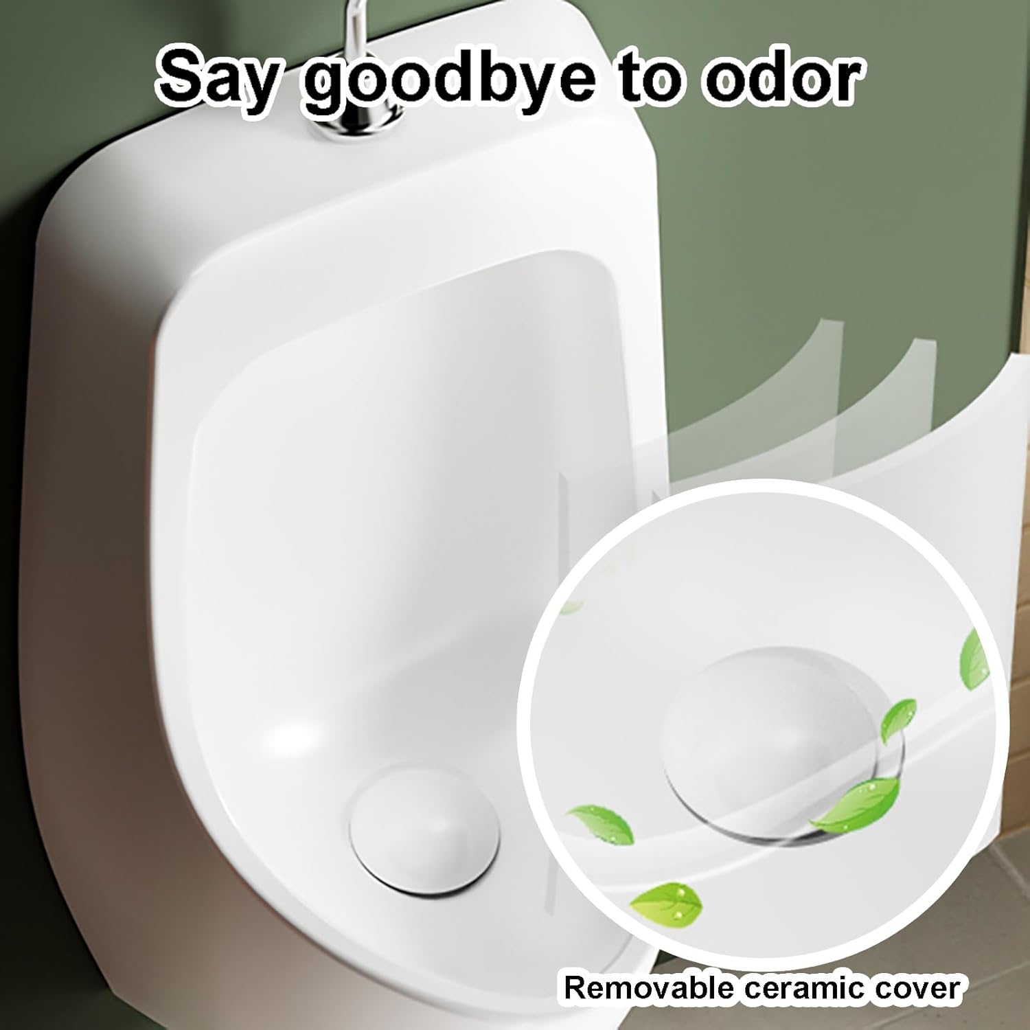 Porcelain Urinals for Men Wall Mounted Male Urinal Spill Proof Intelligent Sensing Urine Diverter for Bathroom Public Toilet(White)