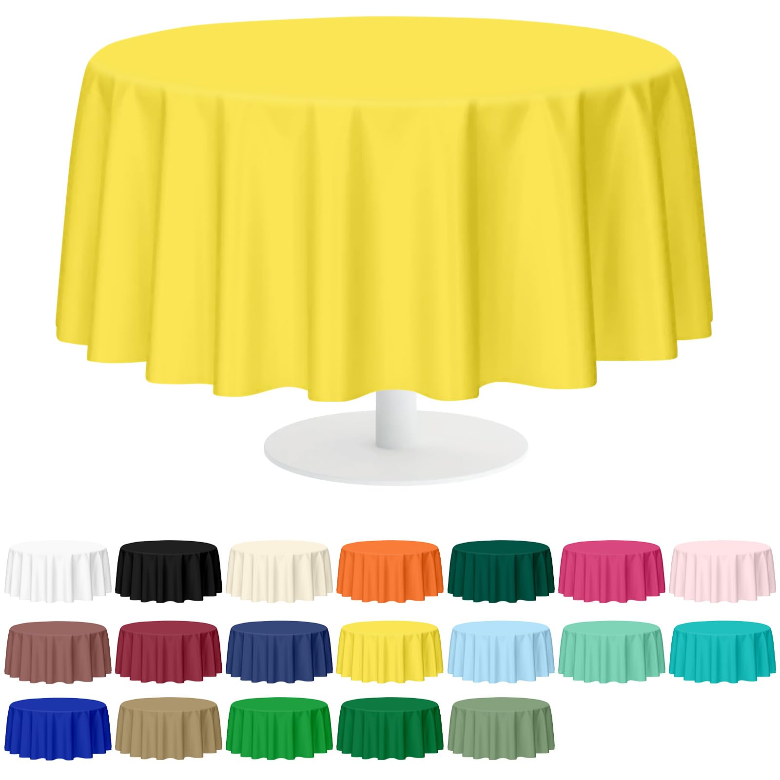 Mulbozy 2 Pcs Yellow Round Plastic Tablecloth Disposable,84 inch