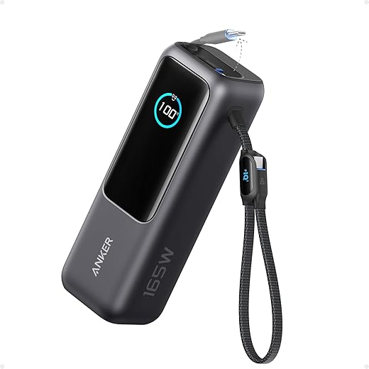 Anker Laptop Power Bank, 25,000mAh Portable Charger with Triple 100W USB-C Ports, Built-in Retractable Cables, Flight-Approved for Travel, iPhone 17/16 Series, MacBook, Samsung, and More