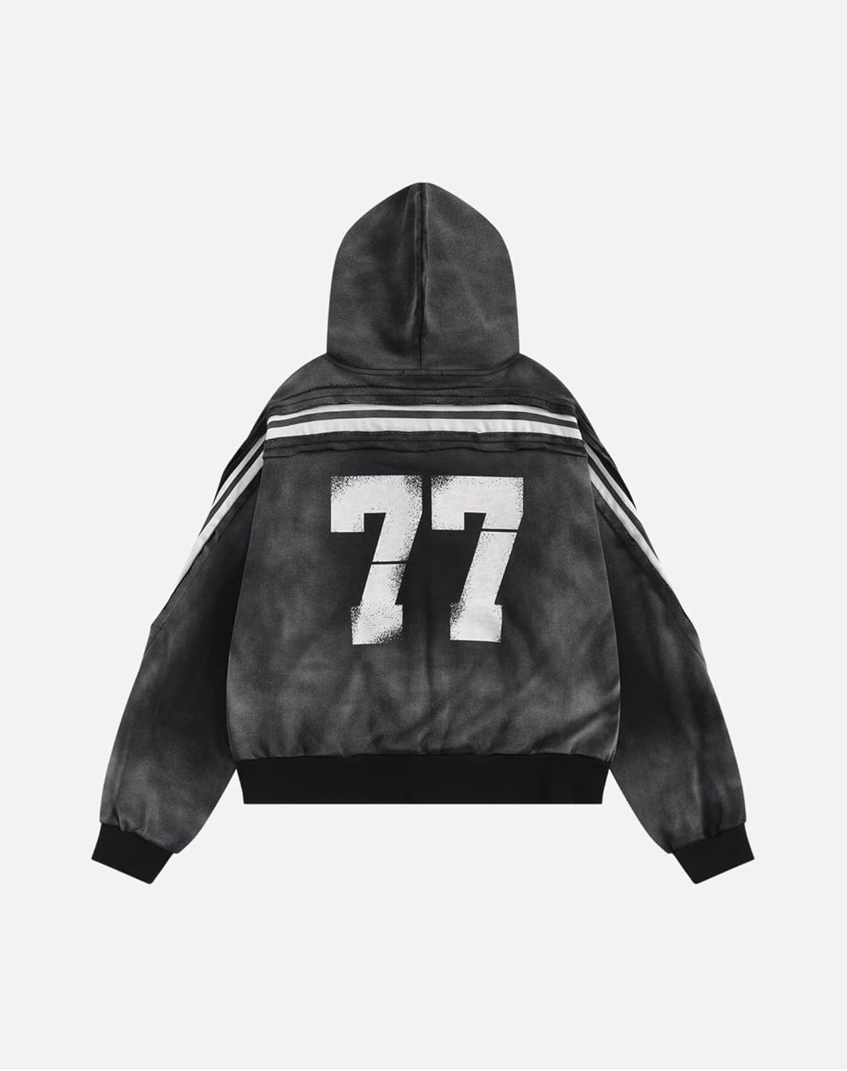 Aelfric Eden Stripe Washed Zip Up Hoodie Graphic Number Print Hooded Sweatshirts Vintage Cotton Jackets Unisex - Image 4