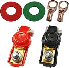 Car Battery Terminal Connector, Battery Terminal Clamps Negative and Positive, Pure Copper Quick Release Cable End Top Post Clip, Battery Terminal Assortment Kit for Car Truck RV Boat (Plastic Cover)