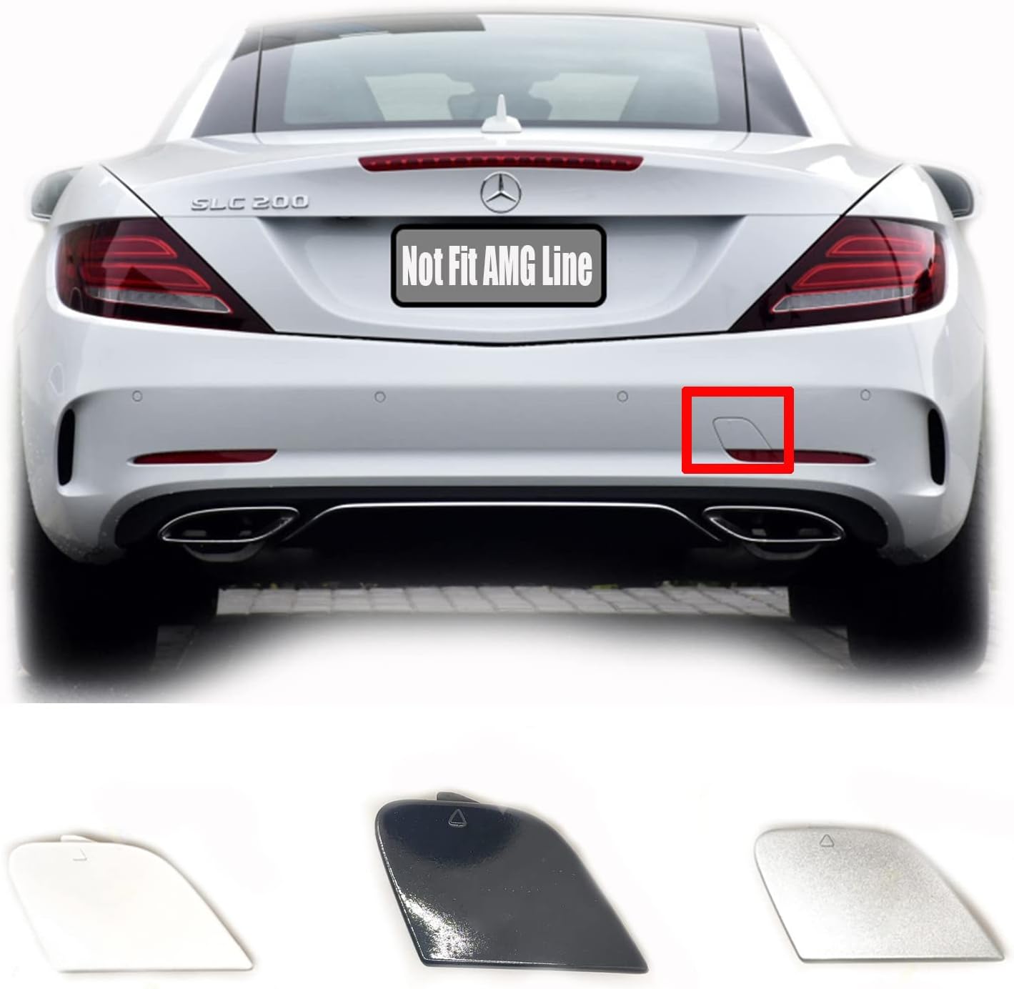 Rear Tow Cover for 16-18 Mercedes Benz SLK SLC W172 R172 AMG Line Fit 180 200 250 300 350 43 55 2016 2017 2018 Bumper Towing Hook Eye Cap 1728853300