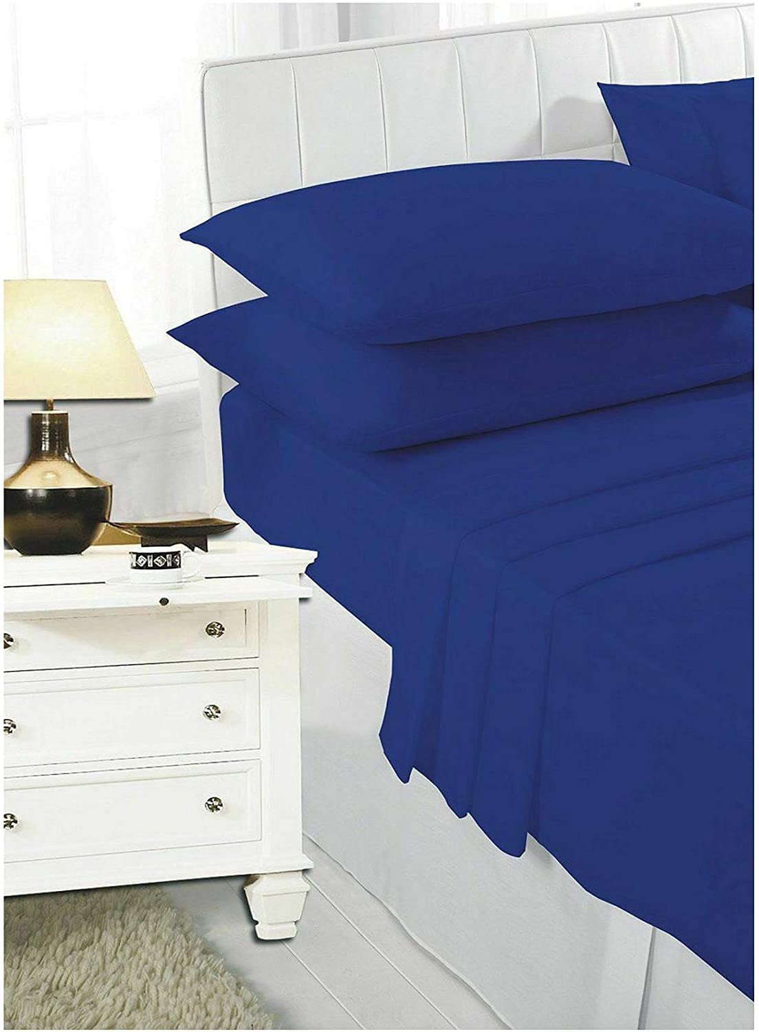 Artistic Fashionista * EASYCARE Non-Iron Plain Dyed POLYCOTTON FLAT SHEET (Royal Blue, Double)